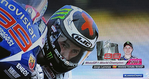 Homenaje a Jorge Lorenzo, campeón de MotoGP 2015. Imagen Telecinco
