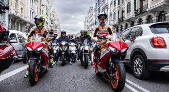 Joan Mir y Luca Marini revolucionan con sus motos las calles de Madrid