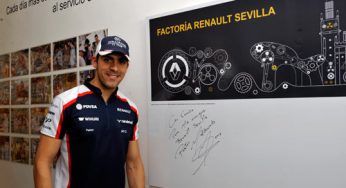 Pastor Maldonado visita la fábrica de Renault en Sevilla