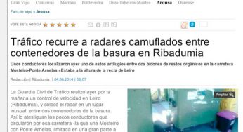 Radar camuflado entre contenedores de basura en Pontevedra