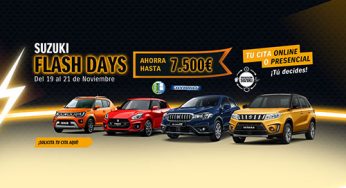 ‘Flash Days’ en Garaje JJ, una magnífica ocasión para adquirir un Suzuki con un ahorro de hasta 7.500 euros y etiqueta ECO. ¡Solo hasta el sábado 21!